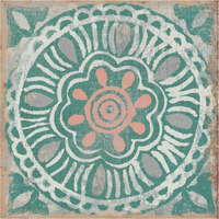 Ocean Tale Tile VI Coral -Paper Art-38"x38"