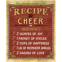 Holiday Recipes I Gold and Red -Paper Art-18"x22"