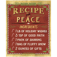 Holiday Recipes II Gold and Red -Paper Art-24"x30"