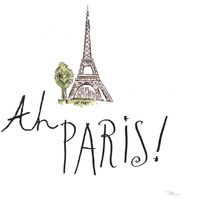 Ah Paris I on White -Paper Art-20"x20"