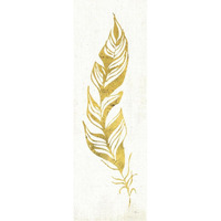 Gold Water Feather I -Paper Art-26"x74"