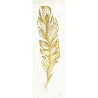 Gold Water Feather II -Paper Art-14"x38"