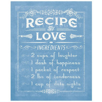 Life Recipes I Blue -Paper Art-22"x26"