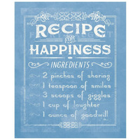 Life Recipes IV Blue -Paper Art-22"x26"