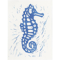 Sea Creature Seahorse Blue -Paper Art-20"x26"