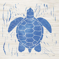 Sea Creature Turtle Blue -Paper Art-38"x38"