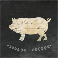 Le Cochon Cameo Sq no Words -Paper Art-26"x26"