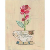 Teacup Floral IV on Print -Paper Art-30"x37"