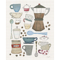 Coffee Chart I v2 Gingham -Paper Art-30"x37"