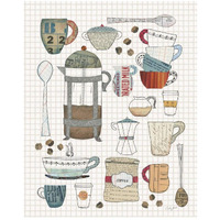 Coffee Chart II v2 Gingham -Paper Art-22"x26"