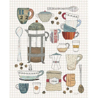 Coffee Chart II v2 Gingham -Paper Art-24"x30"