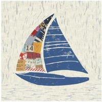 Nautical Collage IV on Linen -Paper Art-26"x26"