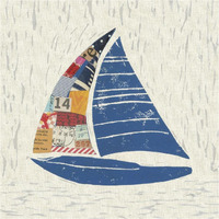 Nautical Collage IV on Linen -Paper Art-38"x38"