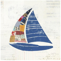 Nautical Collage IV on Newsprint -Paper Art-20"x20"