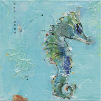 Little Seahorse Blue -Paper Art-38"x38"