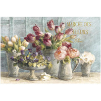 Marche des Fleurs Blue Gold -Paper Art-32"x22"