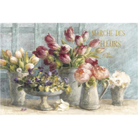 Marche des Fleurs Blue Gold -Paper Art-38"x26"