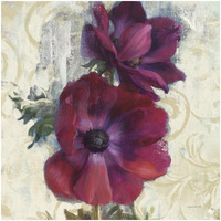 Rich Anemones I on Ivory -Paper Art-32"x32"