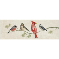 Festive Birds Panel I Linen -Paper Art-56"x20"