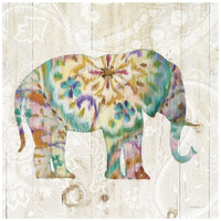 Boho Paisley Elephant I -Paper Art-20"x20"