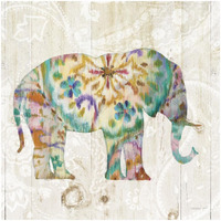 Boho Paisley Elephant I -Paper Art-32"x32"