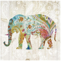 Boho Paisley Elephant II -Paper Art-20"x20"