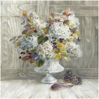 Rustic Florals White -Paper Art-32"x32"