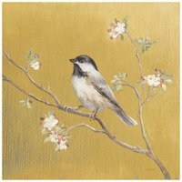 Black Capped Chickadee on Gold -Paper Art-20"x20"