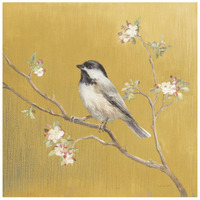 Black Capped Chickadee on Gold -Paper Art-26"x26"