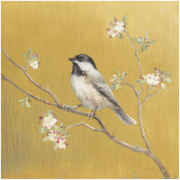 Black Capped Chickadee on Gold -Paper Art-32"x32"