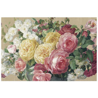 Antique Roses on Tan Crop -Paper Art-20"x14"