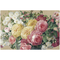 Antique Roses on Tan Crop -Paper Art-50"x34"