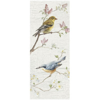 Vintage Birds Panel I -Paper Art-22"x52"