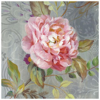 Peonies and Paisley II -Paper Art-26"x26"