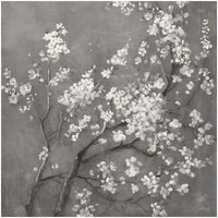 White Cherry Blossoms I on Grey Crop -Paper Art-32"x32"