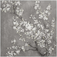 White Cherry Blossoms II on Grey Crop -Paper Art-32"x32"