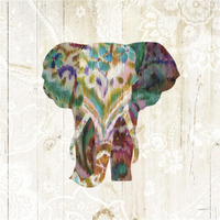 Boho Paisley Elephant III -Paper Art-38&quotx38"