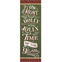 Santas List Holly Jolly -Paper Art-14"x38"