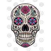 Sugar Skull I on Gray -Paper Art-30"x37"