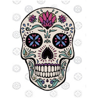 Sugar Skull II on Gray -Paper Art-18"x22"