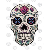 Sugar Skull II on Gray -Paper Art-22"x26"