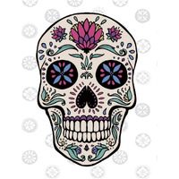 Sugar Skull II on Gray -Paper Art-30"x37"