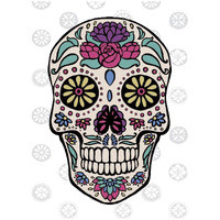 Sugar Skull III on Gray -Paper Art-22"x26"