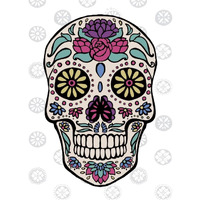 Sugar Skull III on Gray -Paper Art-24"x30"