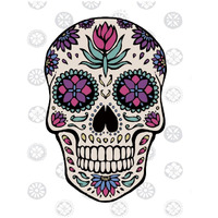 Sugar Skull IV on Gray -Paper Art-18"x22"