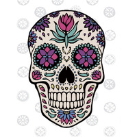 Sugar Skull IV on Gray -Paper Art-30"x37"