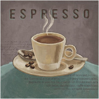 Coffee and Co III Teal and Gray -Paper Art-20"x20"