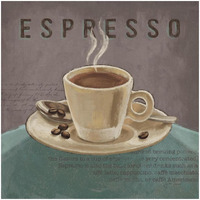 Coffee and Co III Teal and Gray -Paper Art-26"x26"