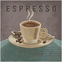 Coffee and Co III Teal and Gray -Paper Art-32"x32"