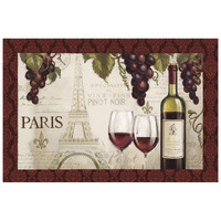 Wine in Paris I Damask Border -Paper Art-20"x14"